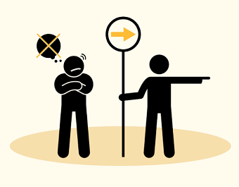 Personne hésitante face à une direction indiquée, illustrant les freins au passage à l’action.